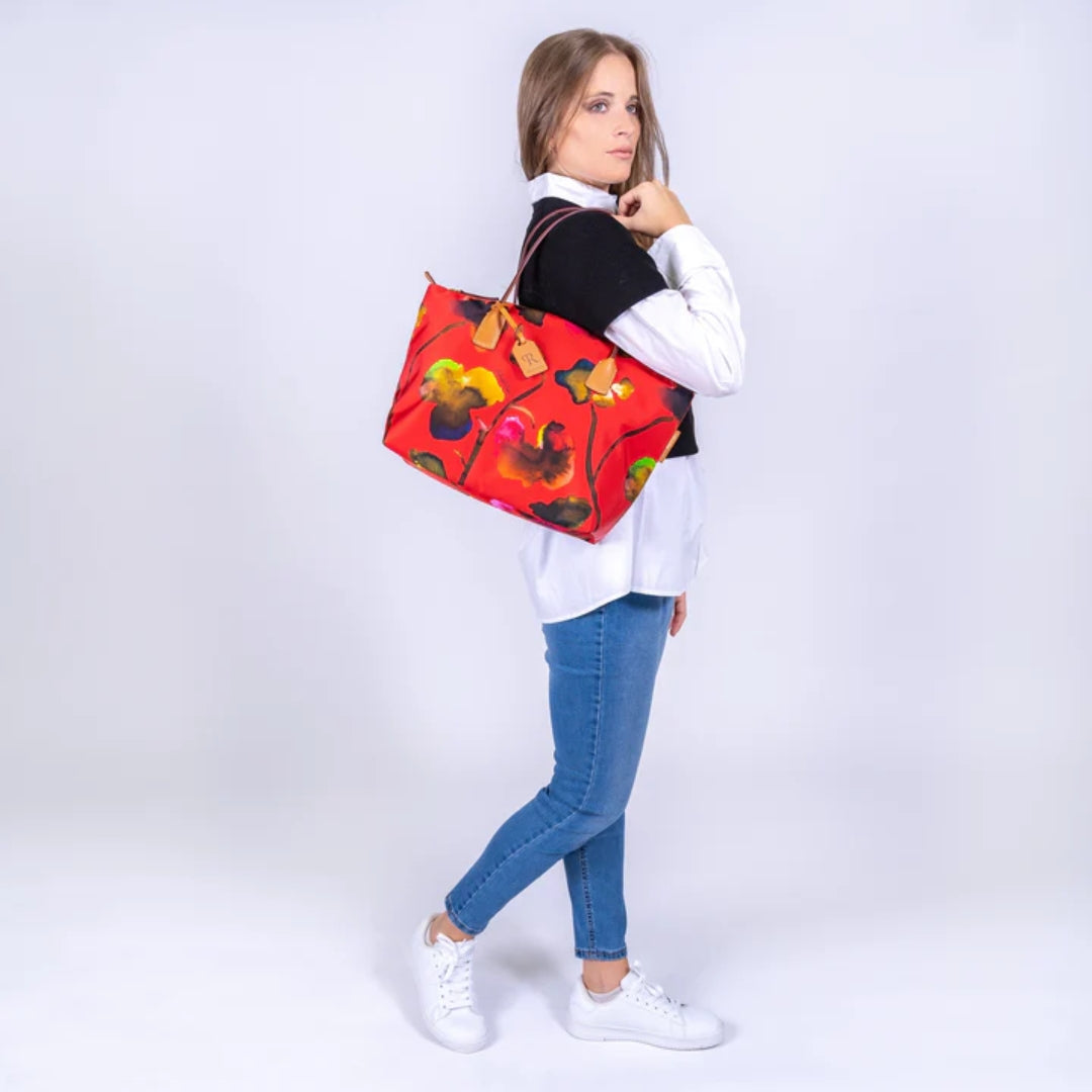 Robertina Flower Large Tote Bag / Red