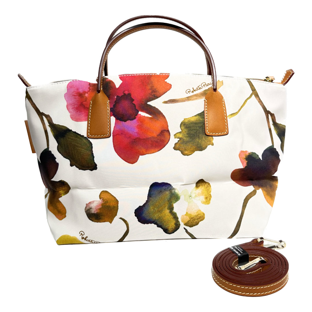 Robertina Flower Small Duffle Bag / White