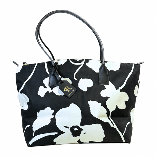 Robertina Flower Large Tote Bag/ Black and White