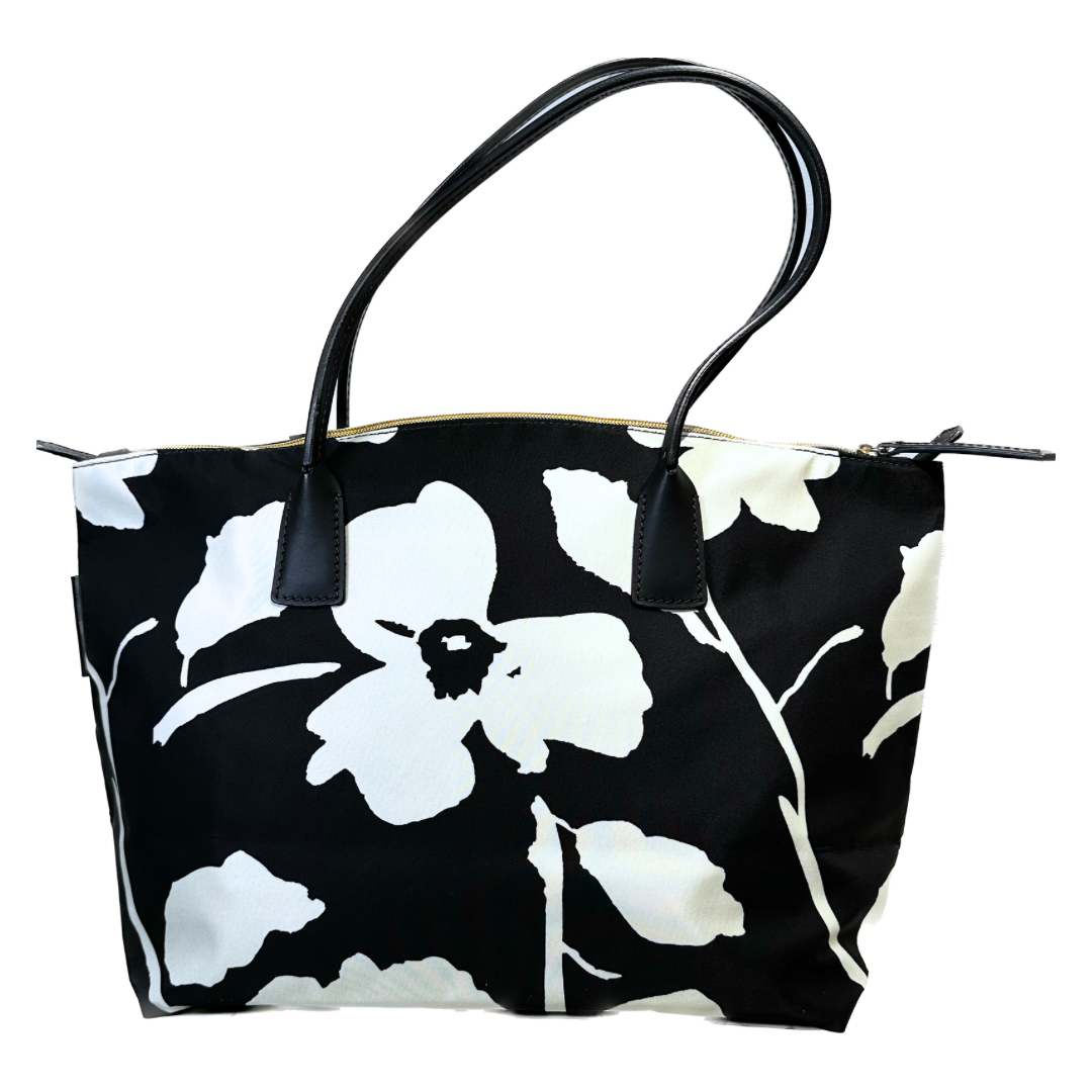 Robertina Flower Large Tote Bag/ Black and White