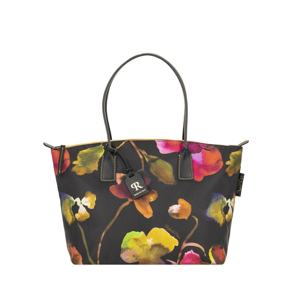 Robertina Flower Large Tote Bag / Black